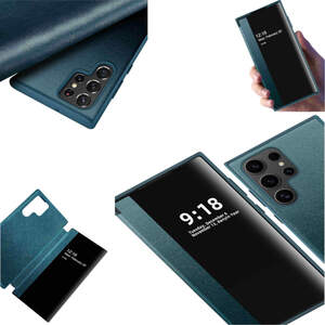 F�r Samsung Galaxy S24 Ultra View Spiegel Smart Cover Wake UP Gr�n