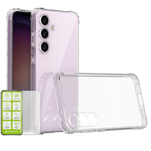F�r Samsung Galaxy S24 Schock TPU H�lle Transparent + H9 Hart Glas