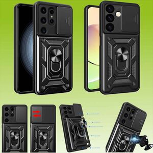 F�r Handy Modelle Armor Magnet Ring Kamera Cover Handy H�lle Tasche Case Schwarz