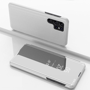 Fr Samsung Galaxy S24 Ultra View Spiegel Handy Smart Cover Wake UP Silber