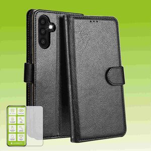Fr Samsung Galaxy A55 Book Wallet Handy Tasche Case Schwarz + H9 Glas