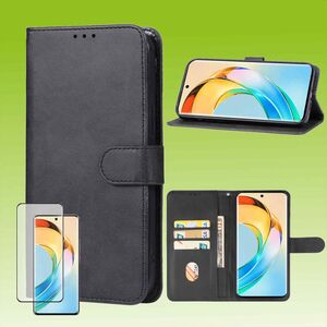 F�r Honor Magic 6 Lite Book Wallet Handy Tasche Case + 4D Curved Glas