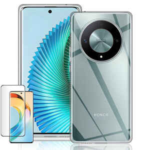 F�r Honor Magic 6 Lite H�lle d�nn Transparent + Curved 4D Hart Glas