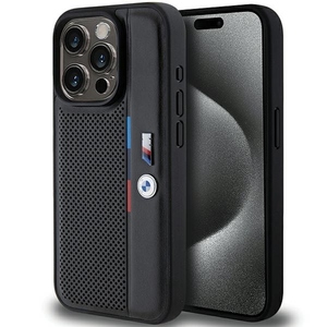 BMW Apple iPhone 15 Pro Max Carbon Perforated Hardcase Tricolor M Line