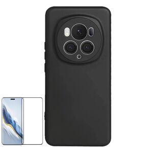 F�r Honor Magic 6 Pro TPU Silikon H�lle d�nn Schwarz + 4D Curved Glas
