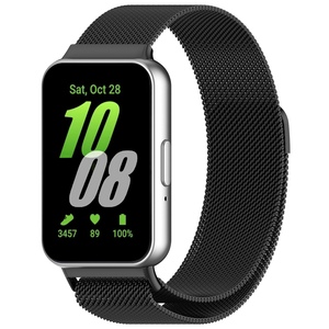 F�r Samsung Galaxy Fit 3 Metall Stahl Mesh Armband mit Magnetverschluss Schwarz