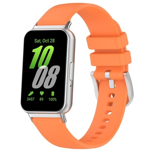 F�r Samsung Galaxy Fit 3 hochwertiges Silikon Armband Metall Connector Orange