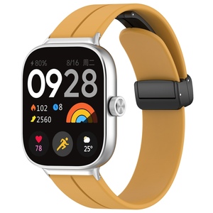 Fr Xiaomi Smart Band 9 Pro / 8 Pro / Redmi Watch 5 / 4 Groove Silikon Armband magnetische Schnalle Gelb