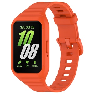 F�r Samsung Galaxy Fit 3 TPU Uhrenarmband mit integriertem Geh�use Ersatz Armband Orange