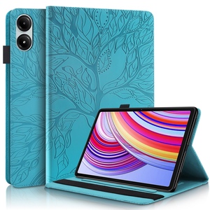 Fr Xiaomi Redmi Pad Pro 12.1 Zoll aufstellbare Baum Muster Kunstleder Hlle Tasche Case Blau