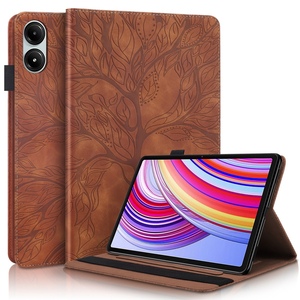 Fr Xiaomi Redmi Pad Pro 12.1 Zoll aufstellbare Baum Muster Kunstleder Hlle Tasche Case Braun