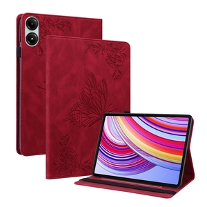 Fr Xiaomi Redmi Pad Pro 12.1 Schmetterling Kunstleder Tasche Rot