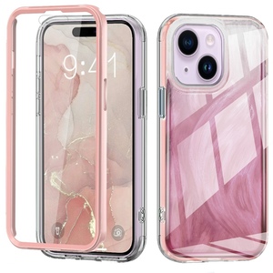 F�r Apple iPhone 15 Feder Design Bumper Hybrid TPU Schutz H�lle Pink