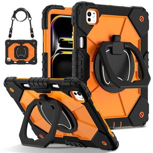 F�r Apple iPad Pro 11 2024 Robuste Hybrid 360 Grad Tasche Case Orange