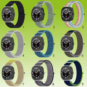 F�r Samsung Galaxy Watch Ultra 47mm Elastisches Nylon Klettverschluss Arm Band