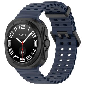 F�r Samsung Galaxy Watch Ultra 47mm Silikon Dual Schnalle Band D- Blau