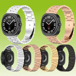 F�r Samsung Galaxy Watch Ultra 47mm Three Bead Edelstahl Metall Ersatz Arm Band
