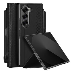 F�r Samsung Galaxy Z Fold6 Kunstleder / TPU H�lle Stifthalter Schwarz