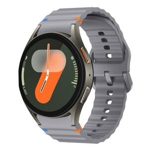 F�r Samsung Galaxy Watch 7 44 / 40mm Silikon Wellen Design Band Grau