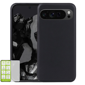 F�r Google Pixel 9 Pro XL Silikon TPU H�lle Schwarz + H9 Hart Glas
