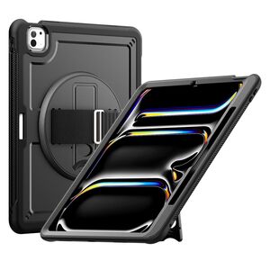 F�r Apple iPad Pro 13 2024 aufstellbar 360 Grad Rotation H�lle Schwarz