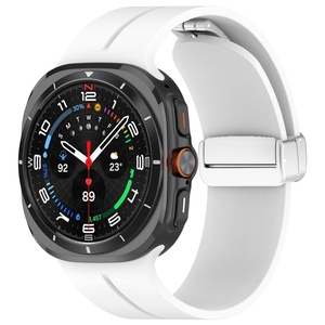 Fr Samsung Galaxy Watch Ultra 47mm Silikon Magnetisches Armband Wei