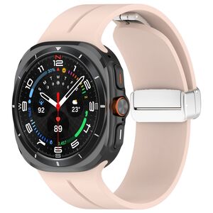 F�r Samsung Galaxy Watch Ultra 47mm Silikon Magnetisches Armband Rosa