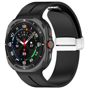 F�r Samsung Galaxy Watch Ultra 47mm Silikon Magnetisches Band Schwarz