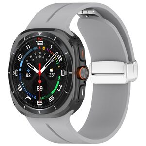 F�r Samsung Galaxy Watch Ultra 47mm Silikon Magnetisches Armband Grau