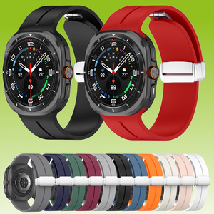 F�r Samsung Galaxy Watch Ultra 47mm Groove Silikon Armband magnetische Schnalle