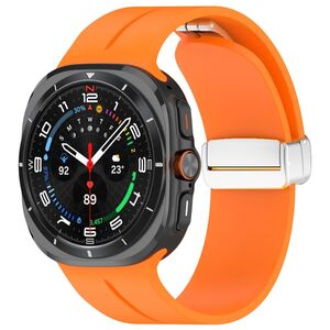 Fr Samsung Galaxy Watch Ultra 47mm Groove Silikon Armband magnetische Schnalle