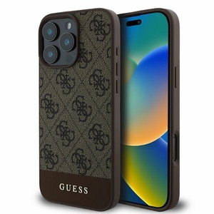 GUESS Apple iPhone 16 Pro Hardcase Design 4G Bottom Stripe Hlle Braun