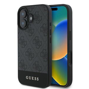 GUESS Apple iPhone 16 Plus Hardcase Design 4G Bottom Stripe Hlle Grau