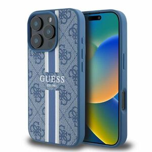 GUESS Apple iPhone 16 Pro Max Hardcase 4G Printed Stripes MagSafe Blau