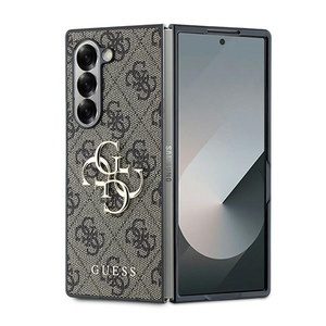 GUESS Samsung Galaxy Z Fold6 Hlle Leder 4G Metal Logo Design Braun