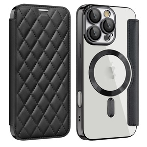 F�r Apple iPhone 16 Pro Max Magsafe Kunstleder Schutz H�lle Schwarz