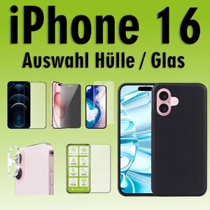 F�r Apple iPhone 16 Silikon TPU H�lle Case Schwarz H9 Hart Glas Panzer AUSWAHL