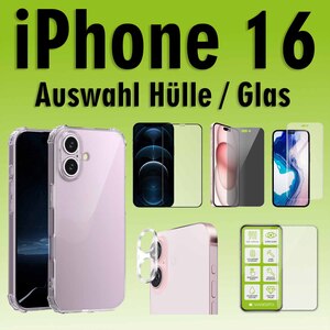 F�r Apple iPhone 16 Schock TPU H�lle Transparent H9 Hart Glas Panzer AUSWAHL