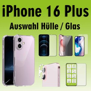 F�r Apple iPhone 16 Plus Schock TPU H�lle Transparent H9 Hart Glas Folie AUSWAHL