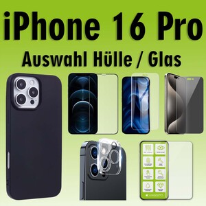 F�r Apple iPhone 16 Pro Silikon TPU H�lle Schwarz H9 Hart Glas Panzer AUSWAHL