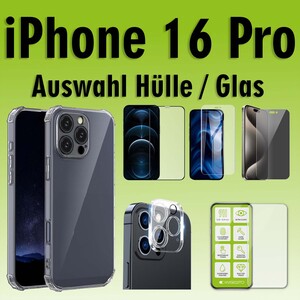 F�r Apple iPhone 16 Pro Schock TPU H�lle Transparent H9 Hart Glas Folie AUSWAHL