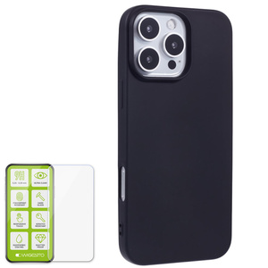 F�r Apple iPhone 16 Pro Max Silikon TPU H�lle Schwarz + H9 Hart Glas