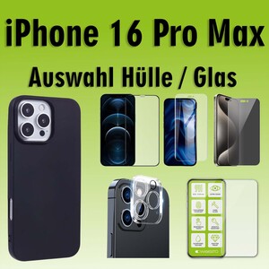 F�r Apple iPhone 16 Pro Max Silikon TPU H�lle Schwarz Hart Glas Panzer AUSWAHL