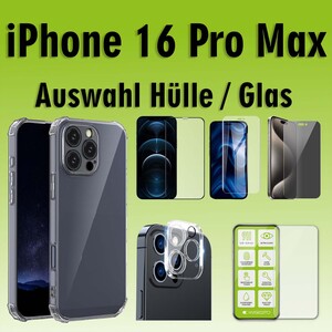 F�r Apple iPhone 16 Pro Max Schock TPU H�lle Transparent H9 Hart Glas AUSWAHL