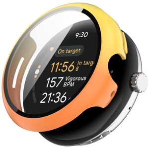 Fr Google Pixel Watch 3 45mm PC Smart Hlle + Hart Glas Gelb / Orange