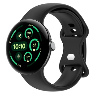 F�r Google Pixel Watch 3 45mm Silikon Band Butterfly-Schnalle Schwarz