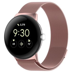 F�r Google Pixel Watch 3 45mm Metall Mesh Magnetverschluss Band Pink