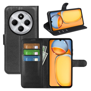 Fr Xiaomi Redmi 14C Kunstleder Book Wallet Tasche Case Hlle Schwarz