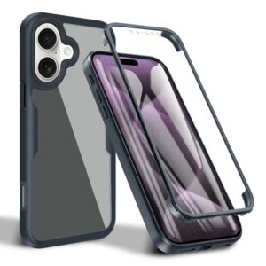 F�r Apple iPhone 16 Full Body 360 Grad Hybrid Bumper H�lle Schwarz