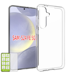 F�r Samsung Galaxy S24 FE Silikon TPU H�lle Transparent + H9 Hart Glas
